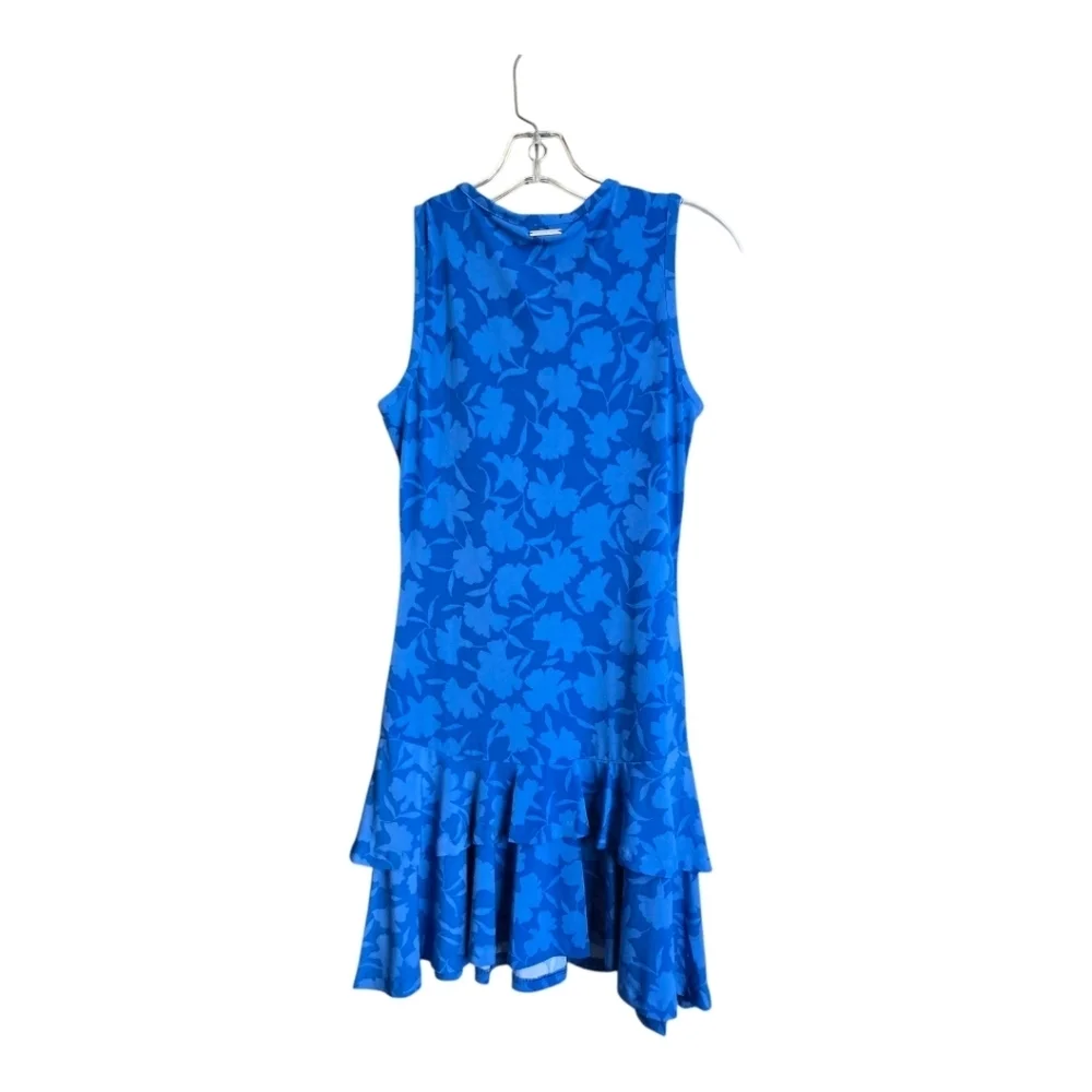 Michael Kors Blue Tiered Ruffle Midi Dress, PXS